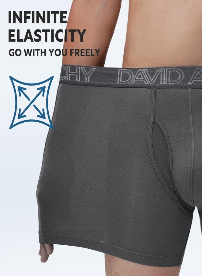 DAVID ARCHY Men's Boxer Briefs, Soft and Breathable Underwear with Waistband Moisture-Wicking with Fly Underwear for Men 4 Pack (XXL, Dark Gray - 5.5" in 4 Pack) - Image 5